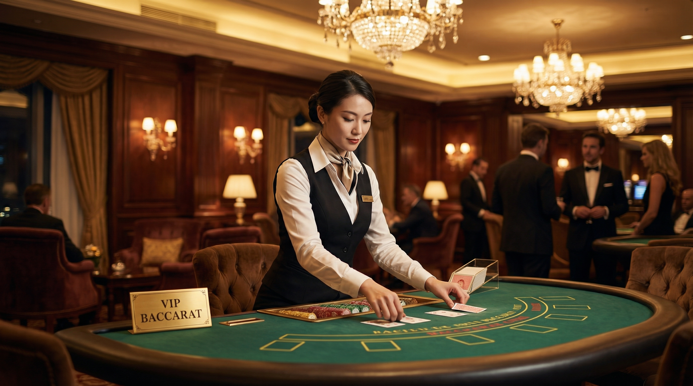 免费彩金真人荷官发牌场景